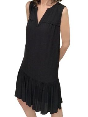 J. Crew Black Ruffle-Hem Mini Dress